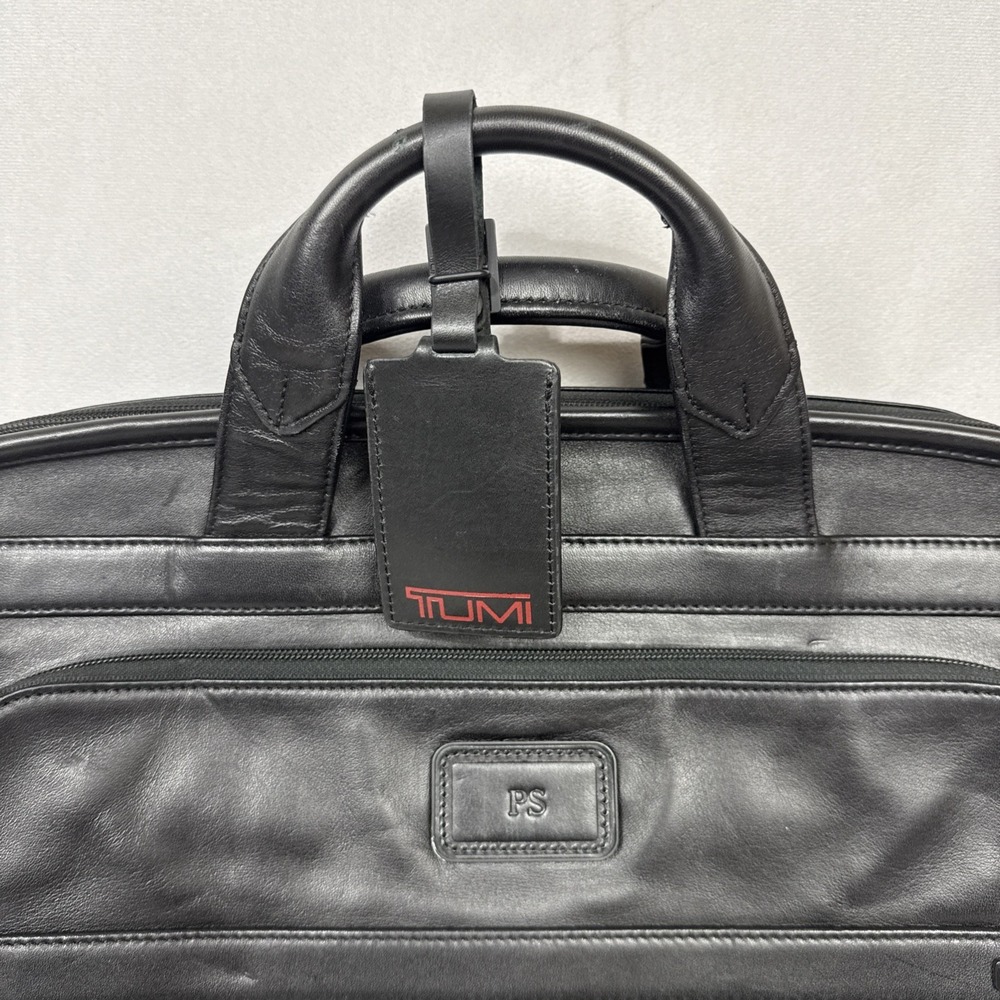 TUMI‎ Briefcase Leather Black Laptop Bag Business Travel Computer 96111DH - Picture 4 of 16